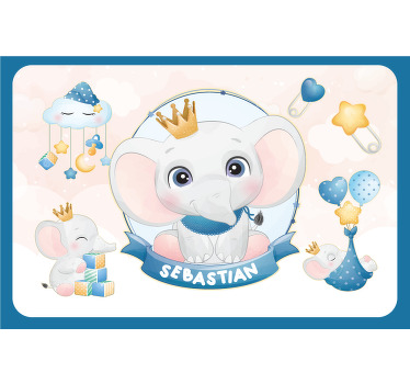 Rollo fenster kinderzimmer mit süßem elefanten jungenname - TenStickers