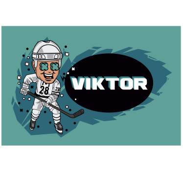 Rollo fenster kinderzimmer lustiger hockeyspieler mit name - TenStickers
