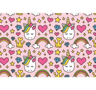 Toile fenêtre chambre enfant arc-en-ciel et licornes - TenStickers