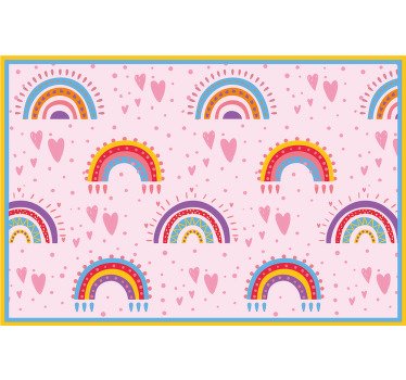 Toile fenêtre chambre enfant pois roses et arcs-en-ciel - TenStickers