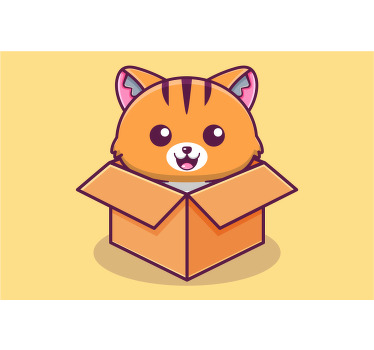 Rollo fenster kinderzimmer katze in kiste - TenStickers