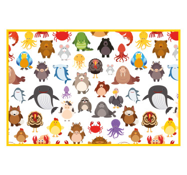 Toile fenêtre chambre enfant animaux sauvages en couleurs - TenStickers