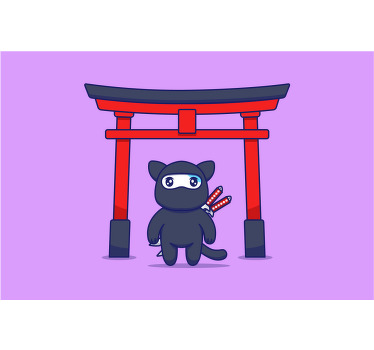 Rollo fenster kinderzimmer ninja katze - TenStickers