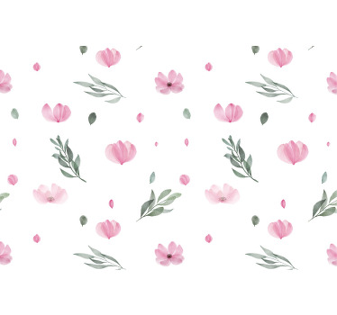 Kids roller blind with pink minimalistic flowers - TenStickers