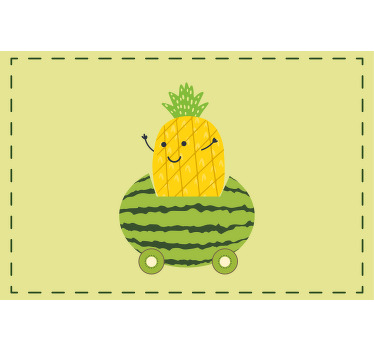 Rollo fenster kinderzimmer mit lustigem ananas-auto-muster - TenStickers
