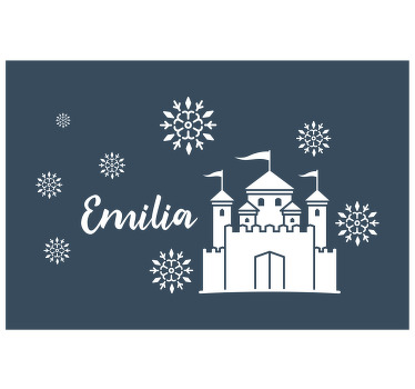Kids roller blind monocolor castle with snowflakes - TenStickers
