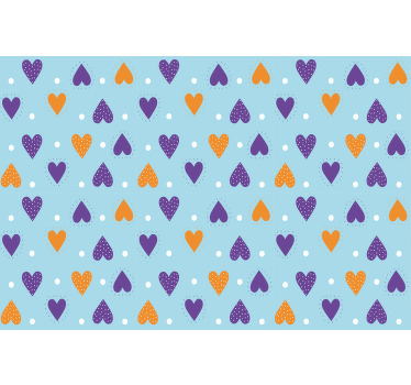 Rollo fenster kinderzimmer lila und orange herzen auf blau - TenStickers