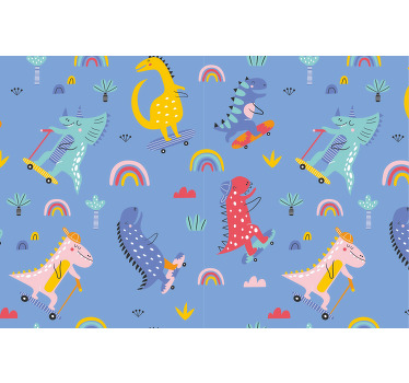 Rollo fenster kinderzimmer mit niedlichen skater-dinos - TenStickers