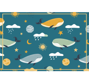 Toile fenêtre chambre enfant motif de baleines tendance - TenStickers