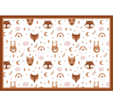 Toile fenêtre chambre enfant animaux bruns et arcs-en-ciel - TenStickers