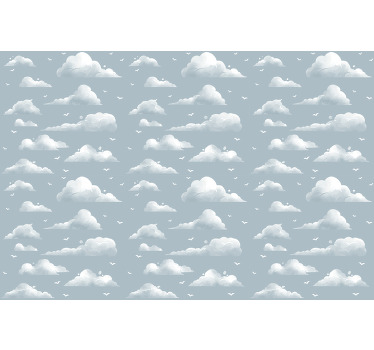 Rollo fenster kinderzimmer graue 80er wolken und vögel - TenStickers