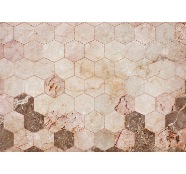 Toile fenêtre cuisine carrelage hexagonal marron - TenStickers