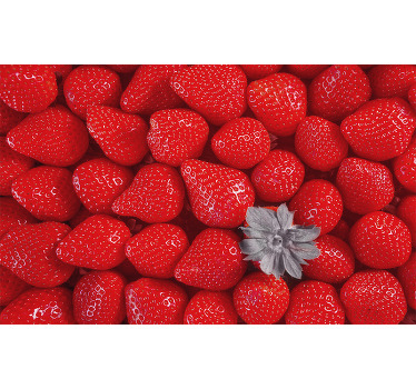 Toile fenêtre cuisine fresque lumineuse fraises et bo - TenStickers