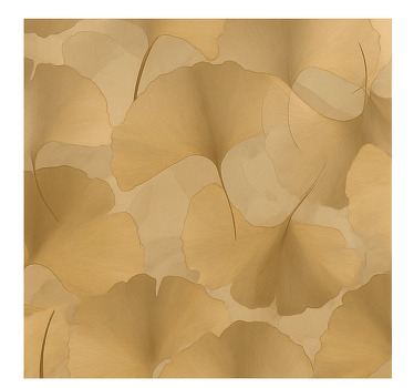 Toile fenêtre cuisine ginkgo doré en superposition - TenStickers