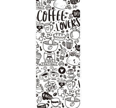 Toile fenêtre cuisine dessins translucides café - TenStickers