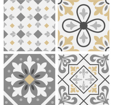 Toile fenêtre cuisine carreaux ciment amiaz - TenStickers