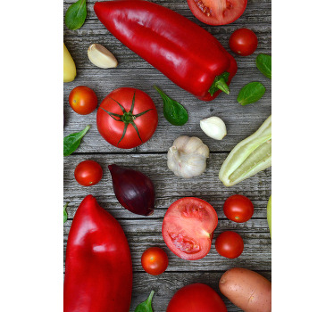 Toile fenêtre cuisine table de légumes - TenStickers