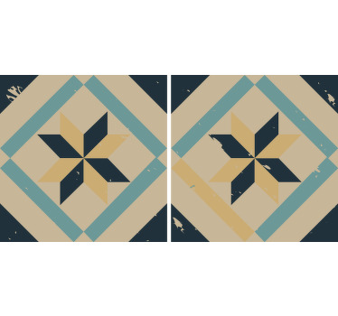 Toile fenêtre cuisine design élégant carreaux ciment - TenStickers