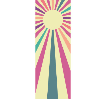 Toile fenêtre cuisine soleil géométrique années 70 - TenStickers