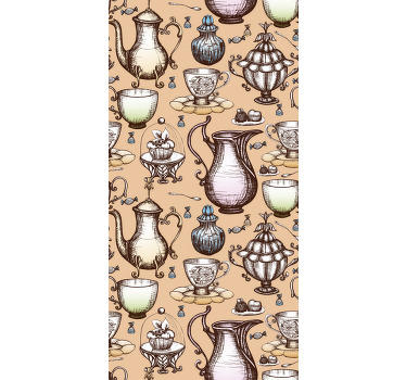 Toile fenêtre cuisine collection de théières - TenStickers
