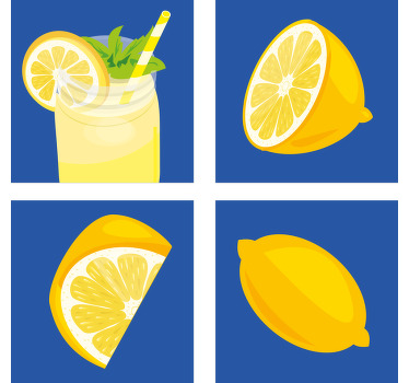 Toile fenêtre cuisine carrelage jus de citron - TenStickers