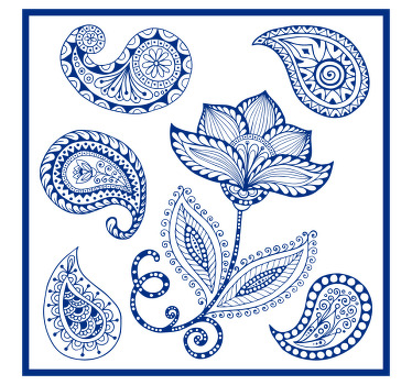 Toile fenêtre cuisine motifs paisley et fleurs - TenStickers