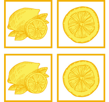 Toile fenêtre cuisine croquis d'orange et de citron - TenStickers