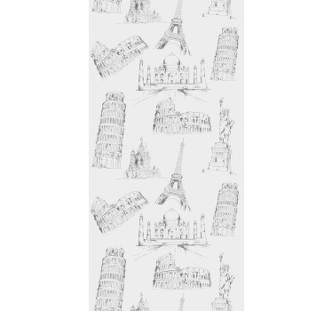 Toile fenêtre cuisine motif monuments célèbres - TenStickers