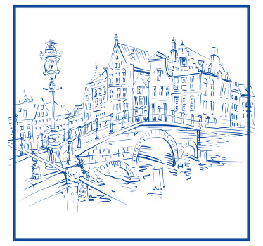 Toile fenêtre cuisine maisons de canal bleu delft - TenStickers