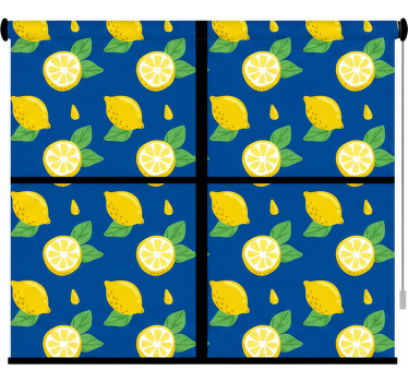 Toile fenêtre cuisine carreaux de citrons dessinés à la main - TenStickers