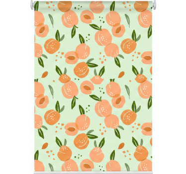 Toile fenêtre cuisine pêches sur fond vert - TenStickers