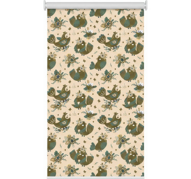 Toile fenêtre cuisine motif oriental oiseaux et fleurs - TenStickers
