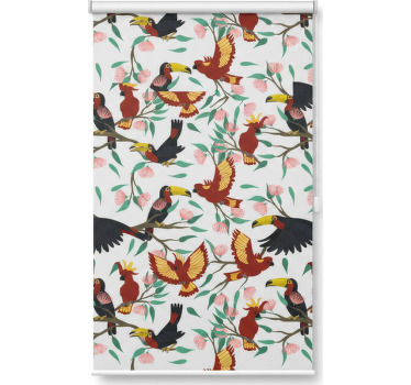 Toile fenêtre cuisine perroquets et toucans volants - TenStickers