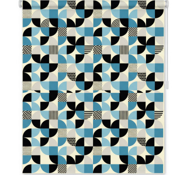 Toile fenêtre cuisine motif bauhaus bleu rétro - TenStickers
