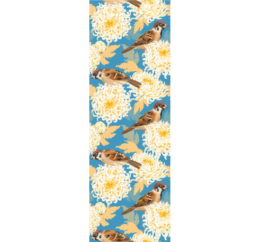 Roller blind for kitchen window aquarella birds and leaves - TenStickers