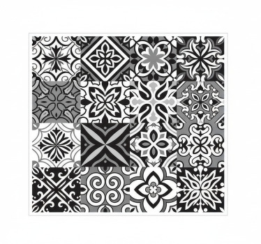 Toile fenêtre cuisine géométriques contrastes noirs - TenStickers