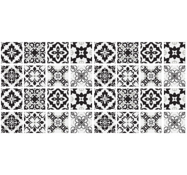 Roller blind for kitchen window black and white tiles - TenStickers