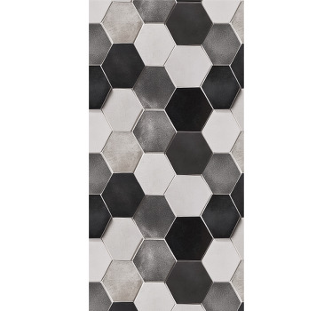 Grey hexagons roller blind for kitchen window - TenStickers
