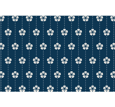 Blå rullegardin med blomstrede linjer - TenStickers
