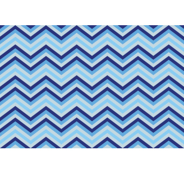 Blå rullegardin med forskellige blå zigzag mønstre - TenStickers