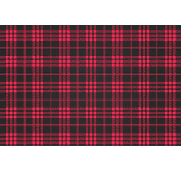 Toile fenêtre rouge motif tartan de noël - TenStickers