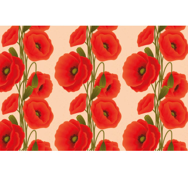 Toile fenêtre rouge motif coquelicots - TenStickers