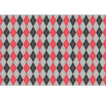 Toile fenêtre rouge motifs diamants rouges et gris - TenStickers