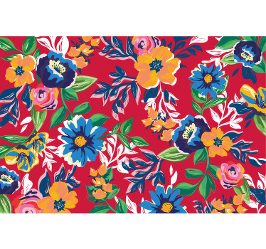 Toile fenêtre rouge broderie rouge - TenStickers