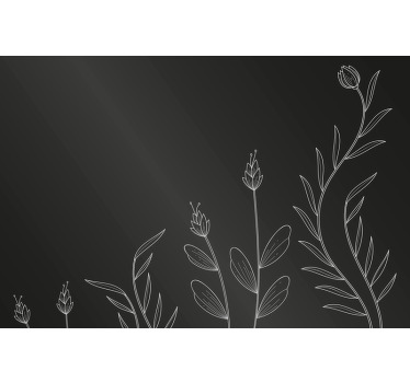 Black roller blind with elegant plant design - TenStickers