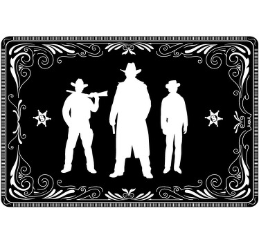 Black roller blind cowboy and horses design - TenStickers
