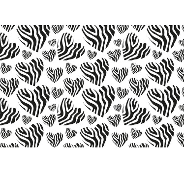 Black roller blind zebra print heart design - TenStickers