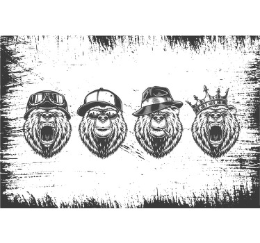 Grey blind vintage logo style bear - TenStickers