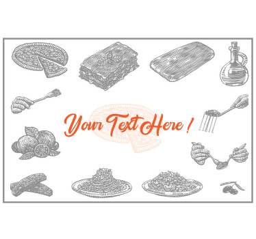 Grey blind with italian food icons and text - TenStickers