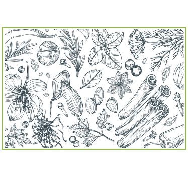 Rollo fenster grau kräuterdesign - TenStickers
